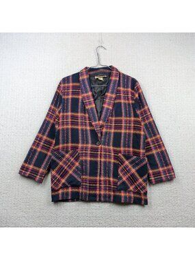 Vintage Kensington Square USA Blazer Wom Sz S Tweed Plaid Style Dark Academia